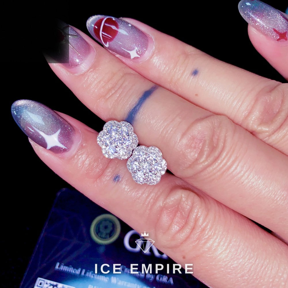 Iced Out 925 Silver Moissanite Stud Earrings