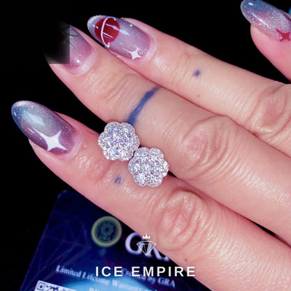 Iced Out 925 Silver Moissanite Stud Earrings
