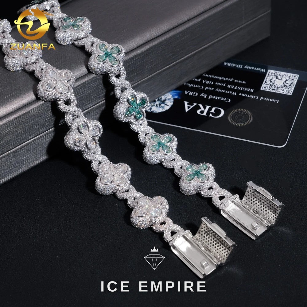 Iced Out 925 Silver Moissanite Cuban Chain