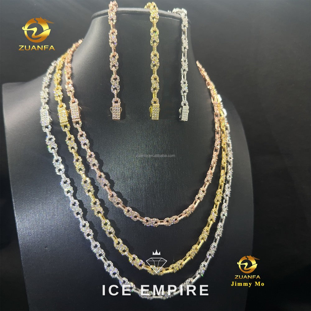 Iced Out Rose Gold Moissanite Cuban Chain