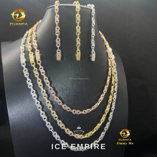 Iced Out Rose Gold Moissanite Cuban Chain