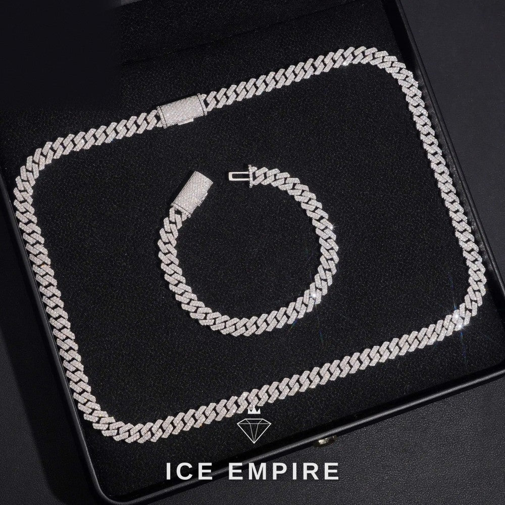 Iced Out 925 Silver Moissanite Cuban Chain