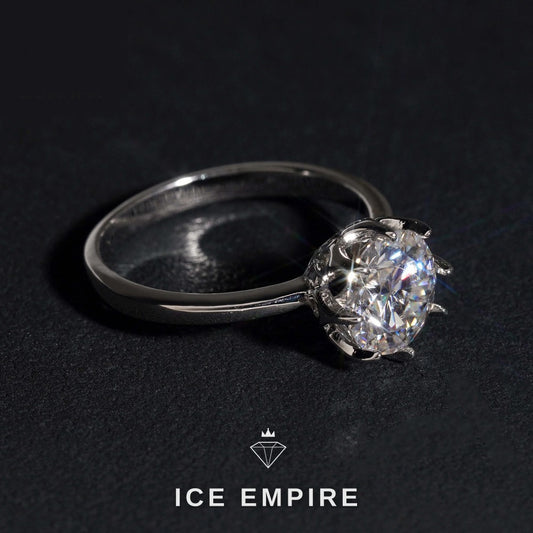 Iced Out 925 Silver Moissanite Engagement Ring