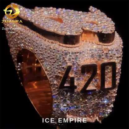Iced Out Rose Gold Plated Moissanite Ring