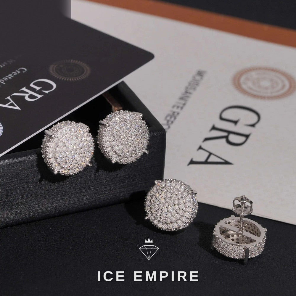 Iced Out Gold Plated Moissanite Stud Earrings