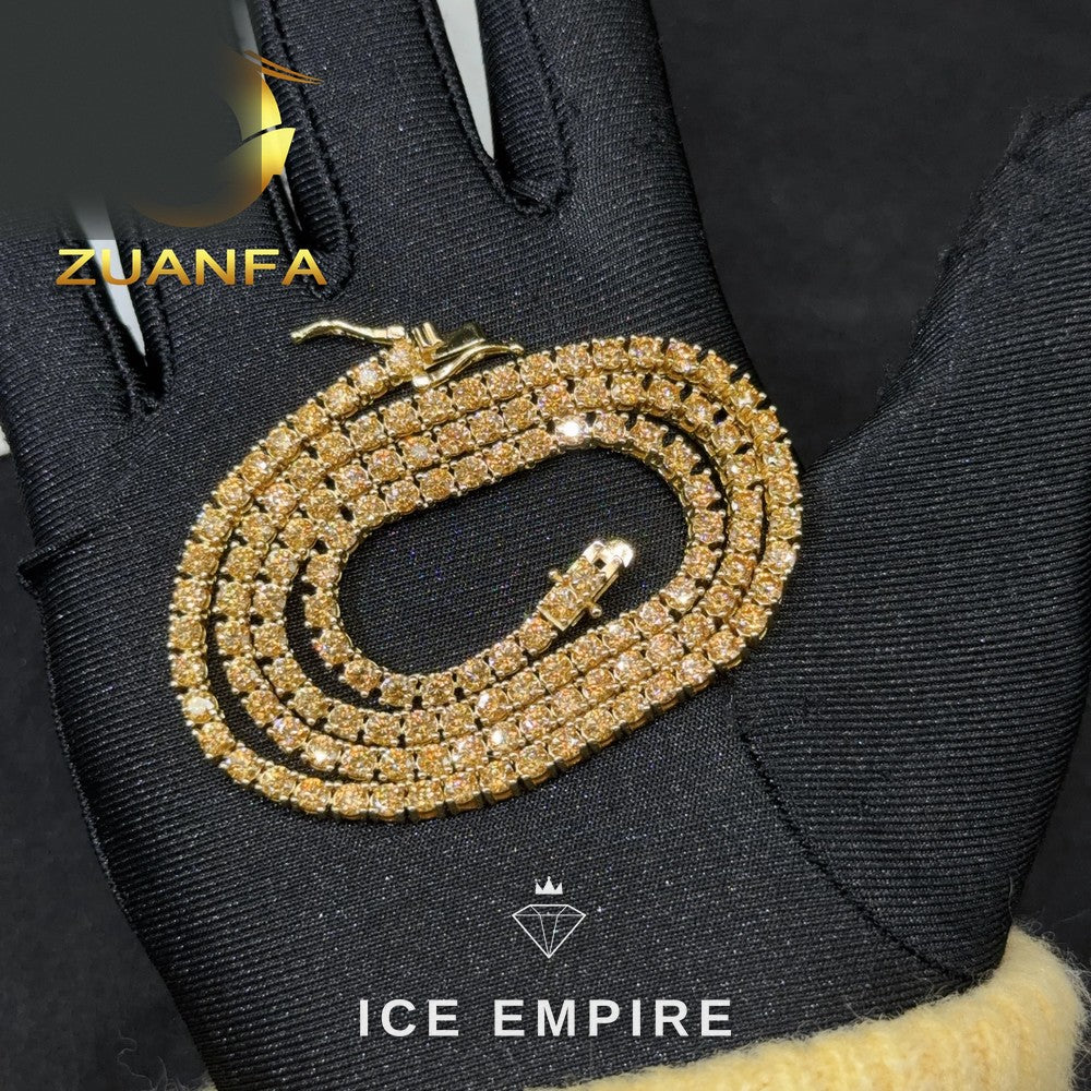 Iced Out Gold Plated Moissanite Tennis Chain
