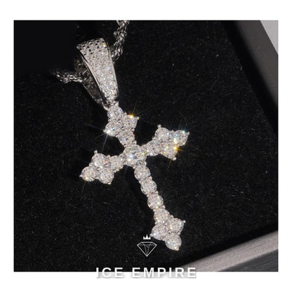 Iced Out Cross 925 Silver Pendant