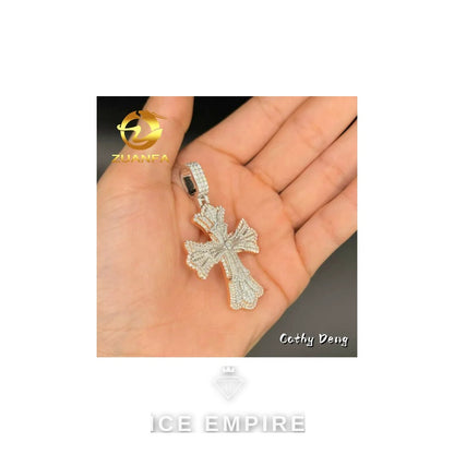 Iced Out Cross Rose Gold Plated Moissanite Pendant
