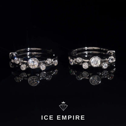 Iced Out Cluster 925 Silver Moissanite Hoop Earrings