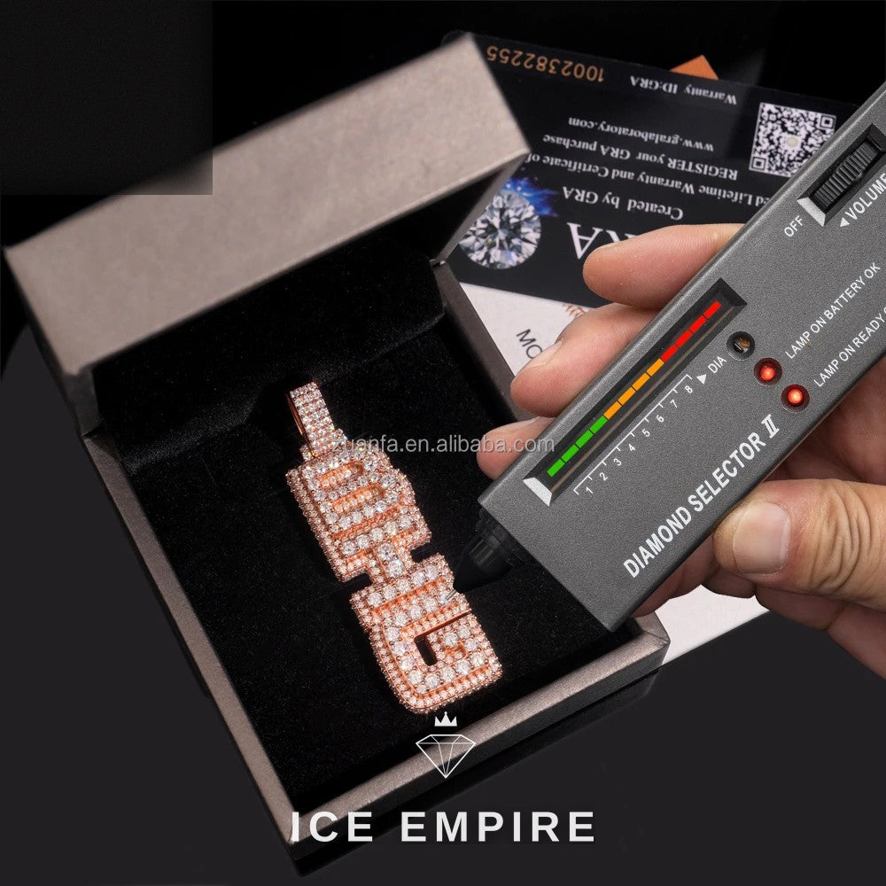 Iced Out Baguette Rose Gold Plated Moissanite Pendant