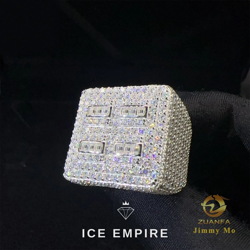 Iced Out 925 Silver Moissanite Ring