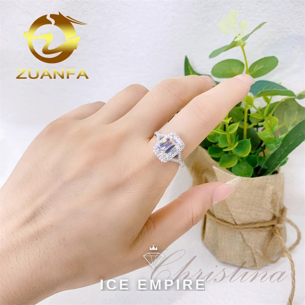 Iced Out 10K Gold Moissanite Engagement Ring