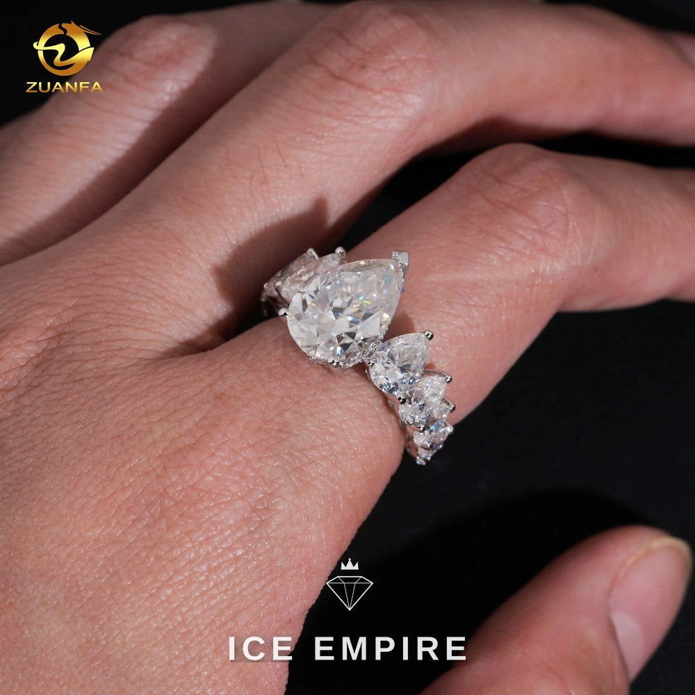 Iced Out 925 Silver Moissanite Wedding Band