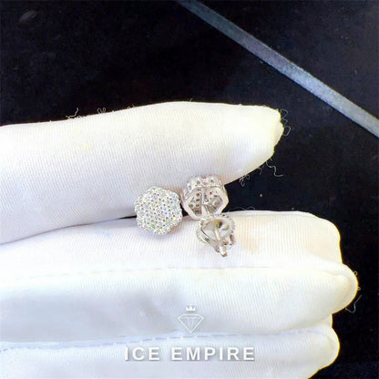 Iced Out 925 Silver Moissanite Stud Earrings