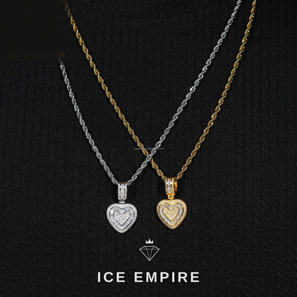 Iced Out Heart Gold Plated Moissanite Pendant