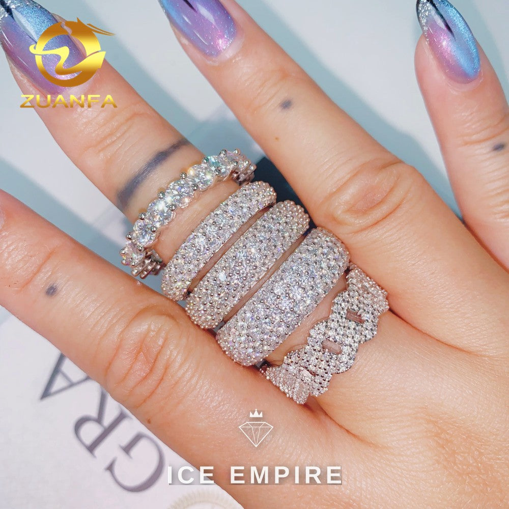 Iced Out 925 Silver Moissanite Ring