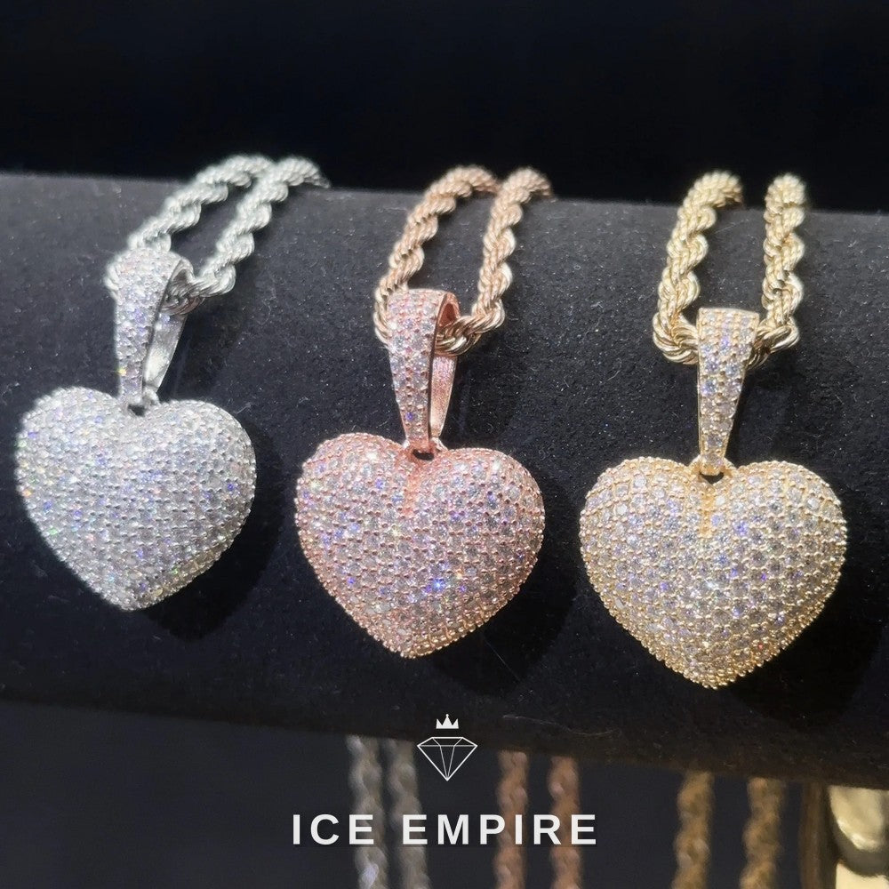 Iced Out Heart Rose Gold Plated Moissanite Pendant