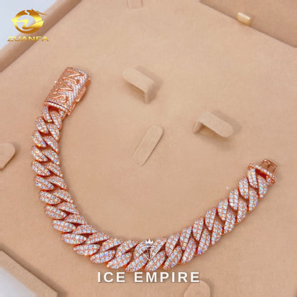Iced Out Rose Gold Plated Moissanite Cuban Chain