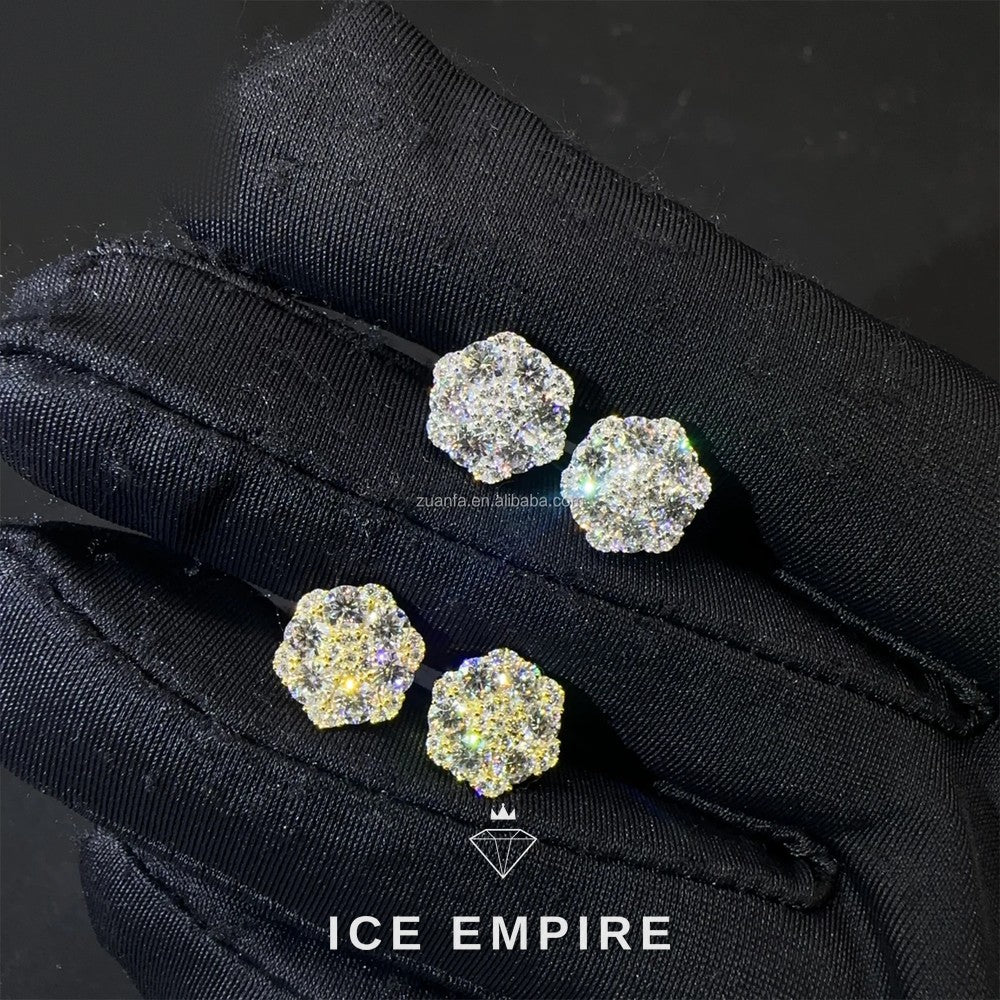 Iced Out Rose Gold Plated Moissanite Stud Earrings
