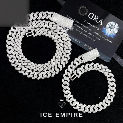 Iced Out 925 Silver Moissanite Cuban Chain