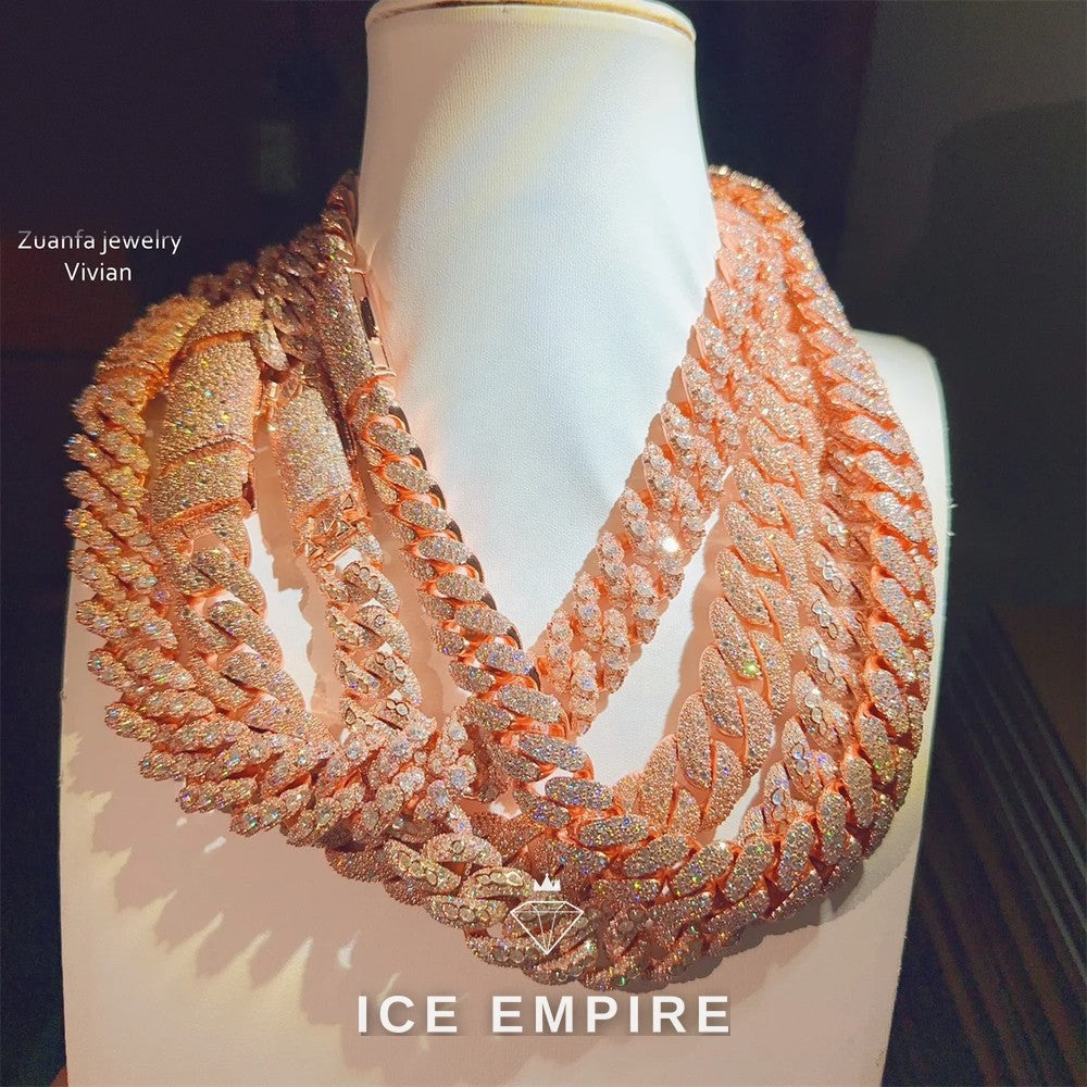 Iced Out Rose Gold Plated Moissanite Cuban Chain