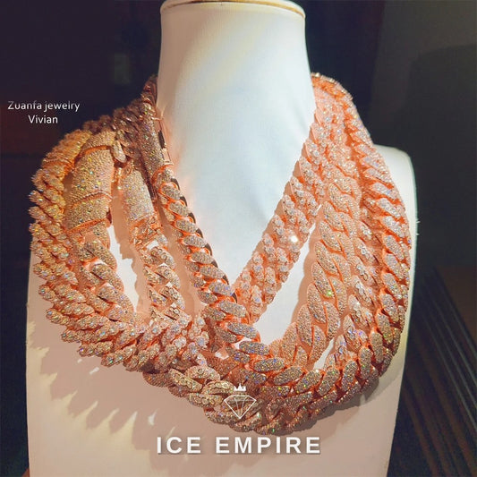 Iced Out Rose Gold Plated Moissanite Cuban Chain