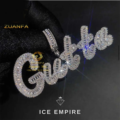 Iced Out Baguette 925 Silver Moissanite Pendant