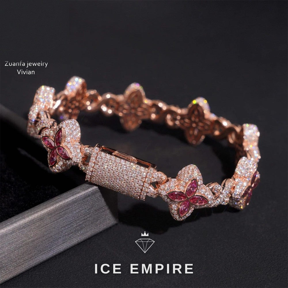 Iced Out Rose Gold Moissanite Cuban Chain