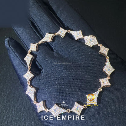 Iced Out 925 Silver Moissanite Tennis Chain