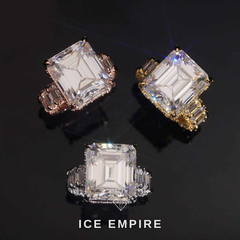 Iced Out Rose Gold Plated Moissanite Engagement Ring