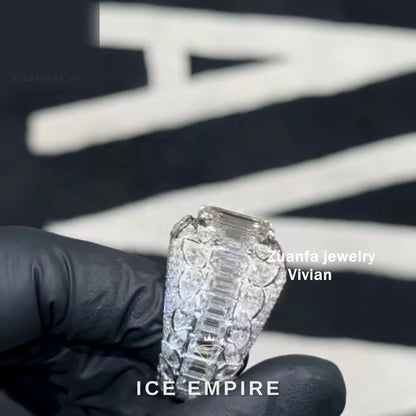 Iced Out 925 Silver Moissanite Ring