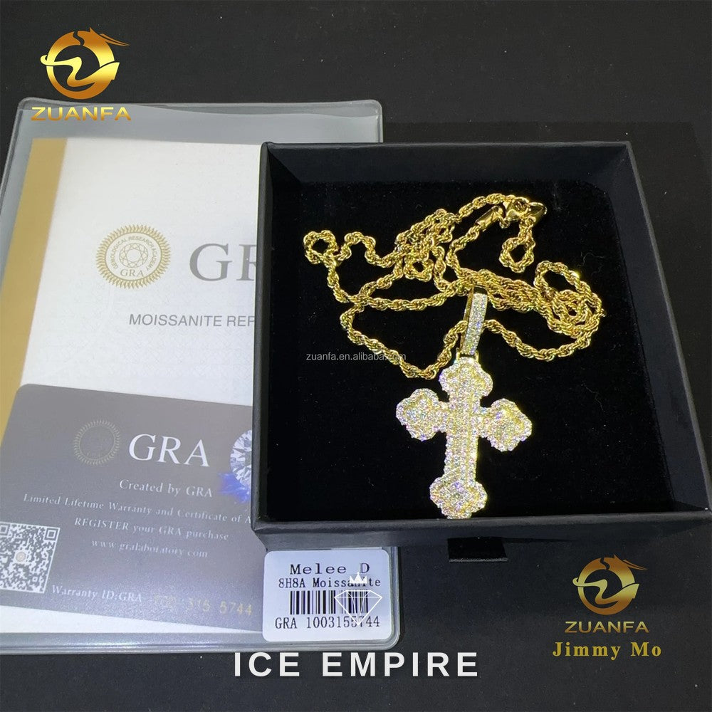 Iced Out Cross 925 Silver Pendant