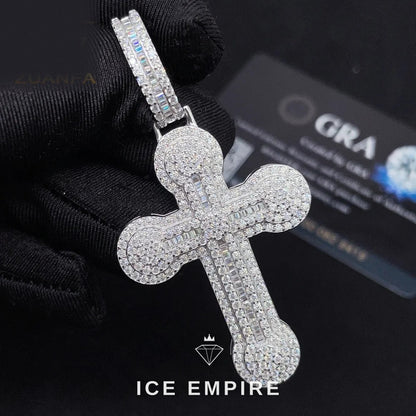Iced Out Cross Rose Gold Plated Moissanite Pendant