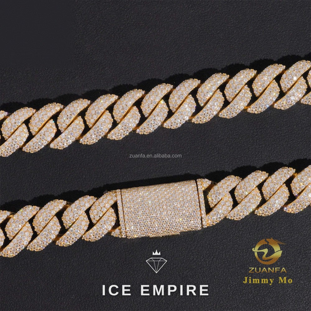 Iced Out Gold Plated Moissanite Cuban Chain