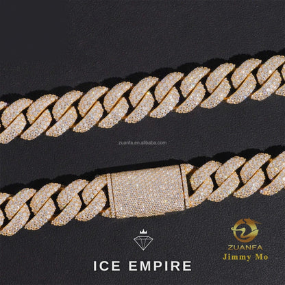 Iced Out Gold Plated Moissanite Cuban Chain