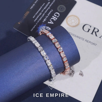 Iced Out Baguette Rose Gold Plated Moissanite Cuban Chain