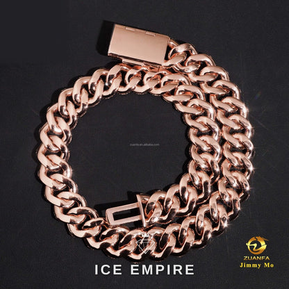 Iced Out Rose Gold Moissanite Cuban Chain