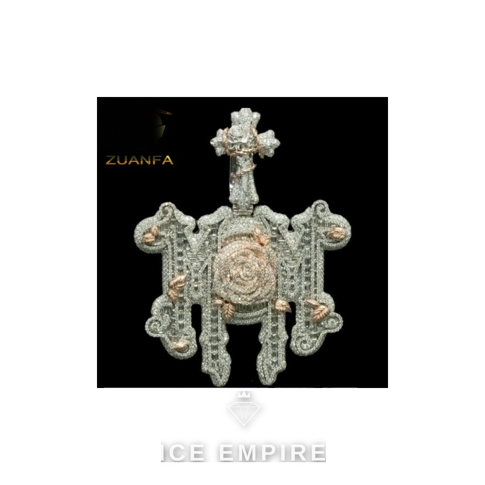 Iced Out Baguette Rose Gold Plated Moissanite Pendant