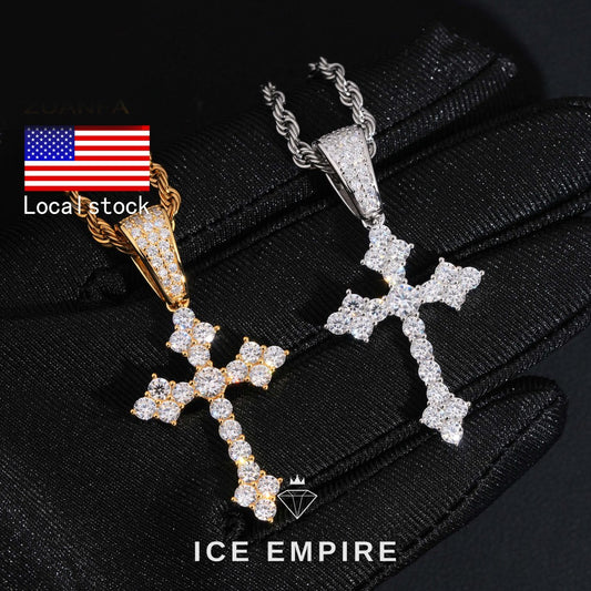 Iced Out Cross 925 Silver Moissanite Pendant
