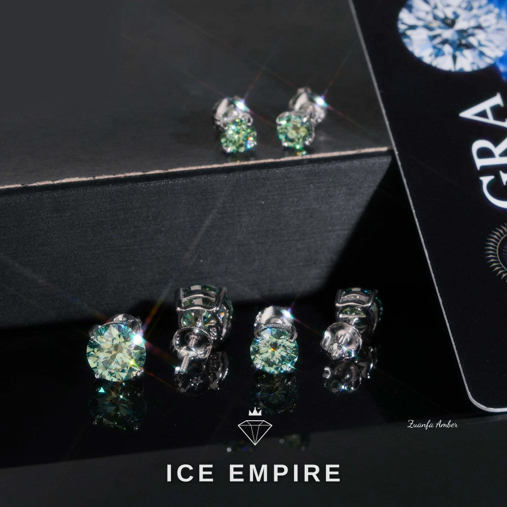 Iced Out 925 Silver Moissanite Stud Earrings