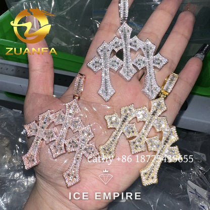 Iced Out Baguette Rose Gold Plated Moissanite Pendant