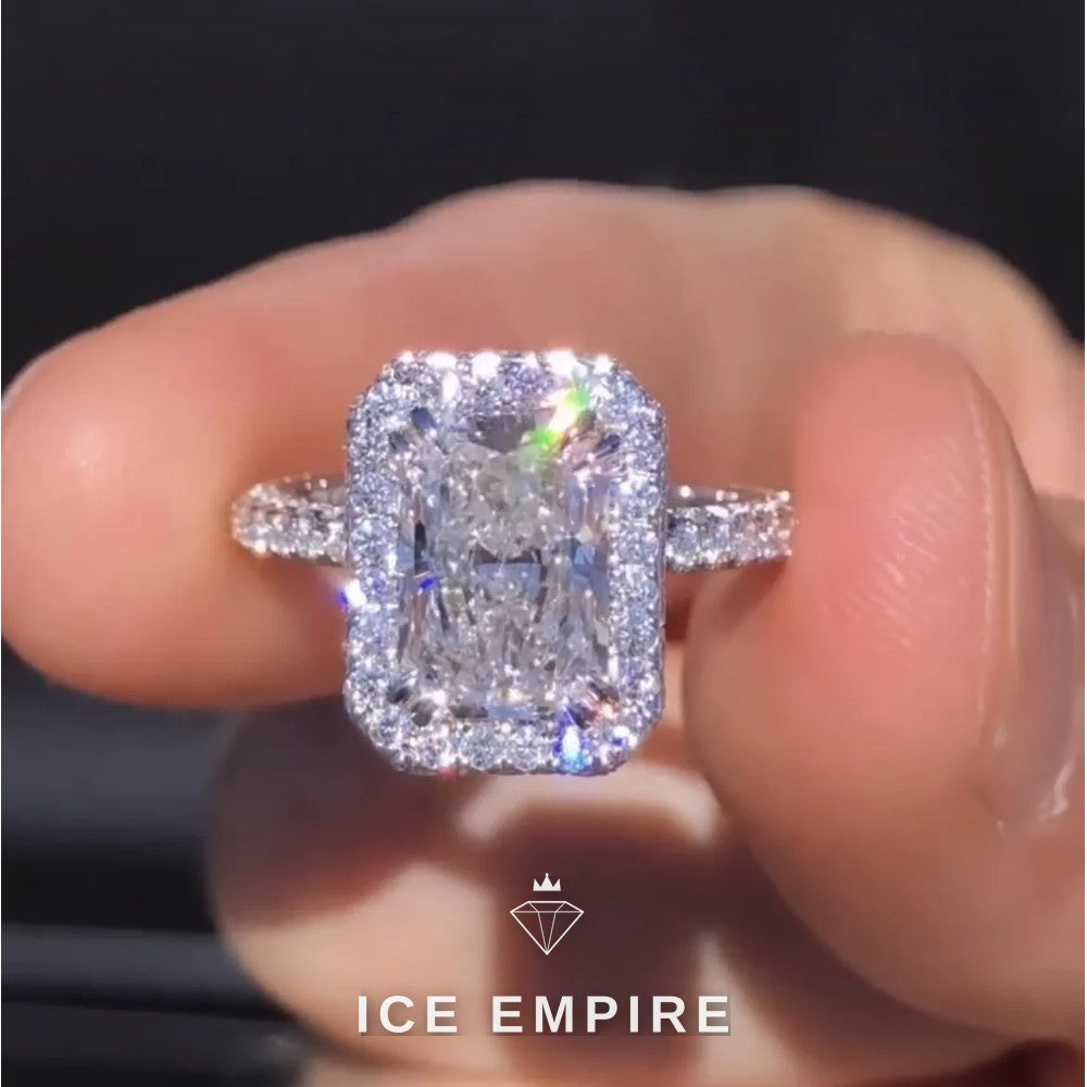 Iced Out 10K Gold Moissanite Engagement Ring