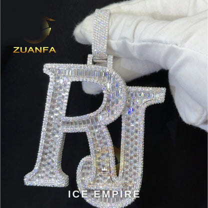 Iced Out Baguette Rose Gold Plated Moissanite Pendant