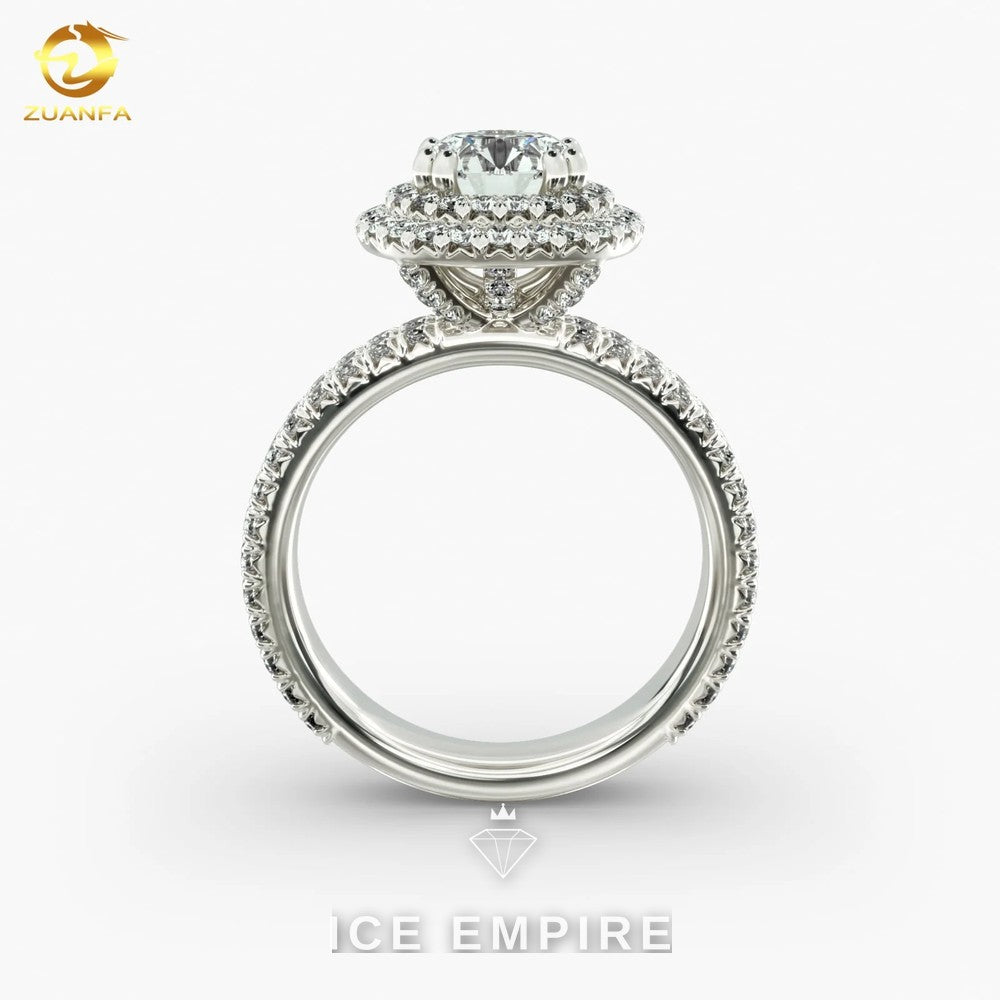 Iced Out 14K Gold Moissanite Engagement Ring