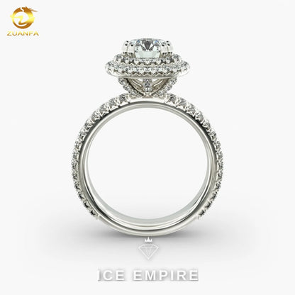 Iced Out 14K Gold Moissanite Engagement Ring