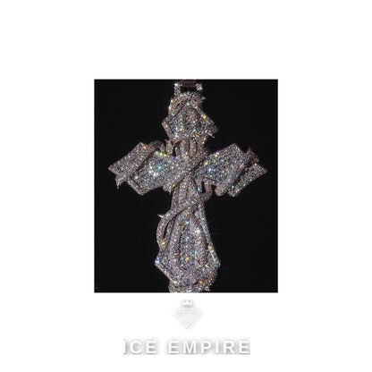 Iced Out Cross Rose Gold Plated Moissanite Pendant