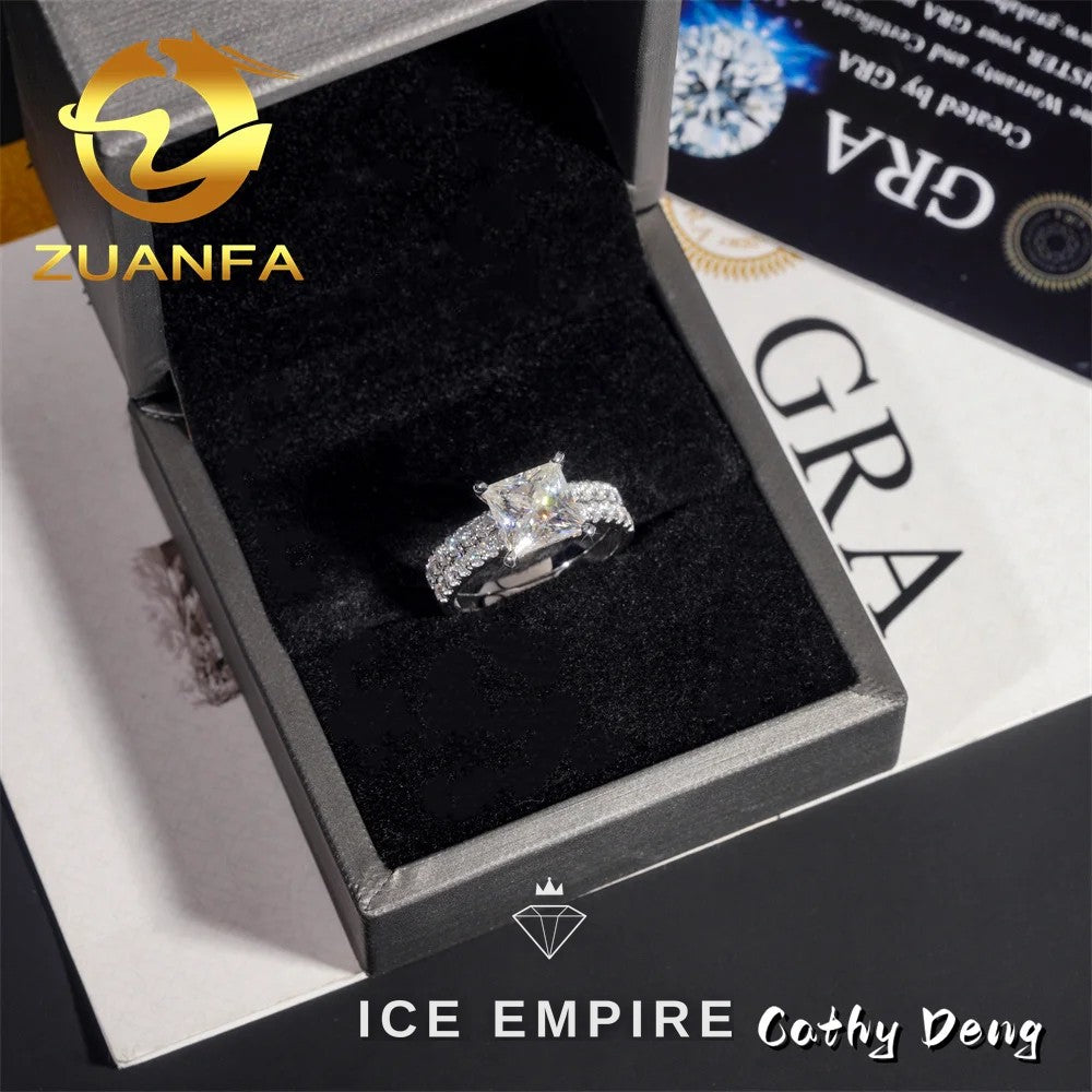 Iced Out 14K Gold Moissanite Wedding Band