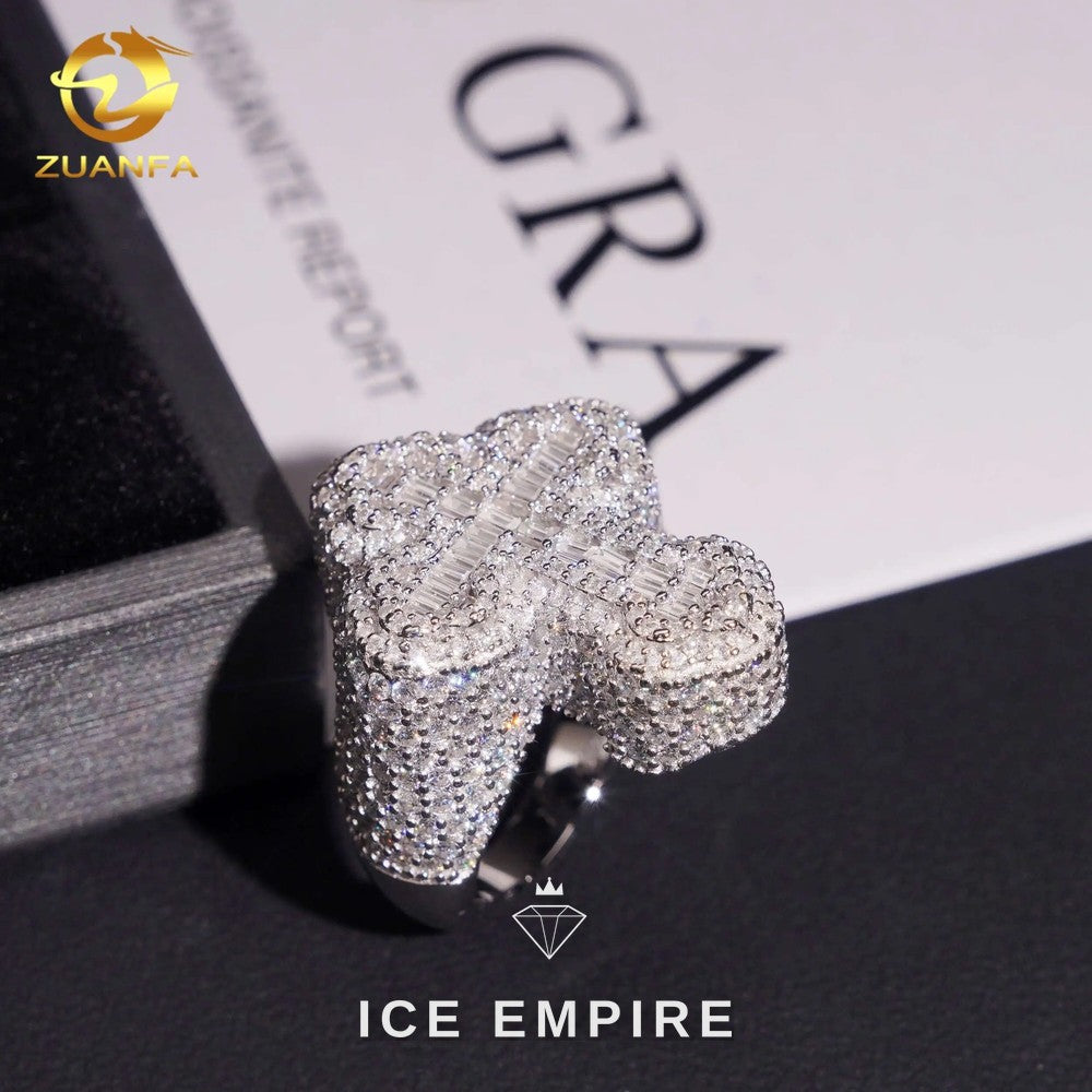 Iced Out Cross Gold Plated Moissanite Ring