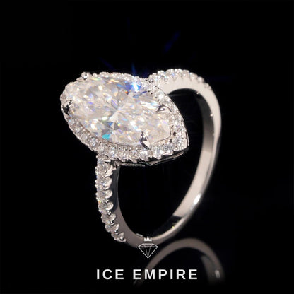 Iced Out 925 Silver Moissanite Engagement Ring