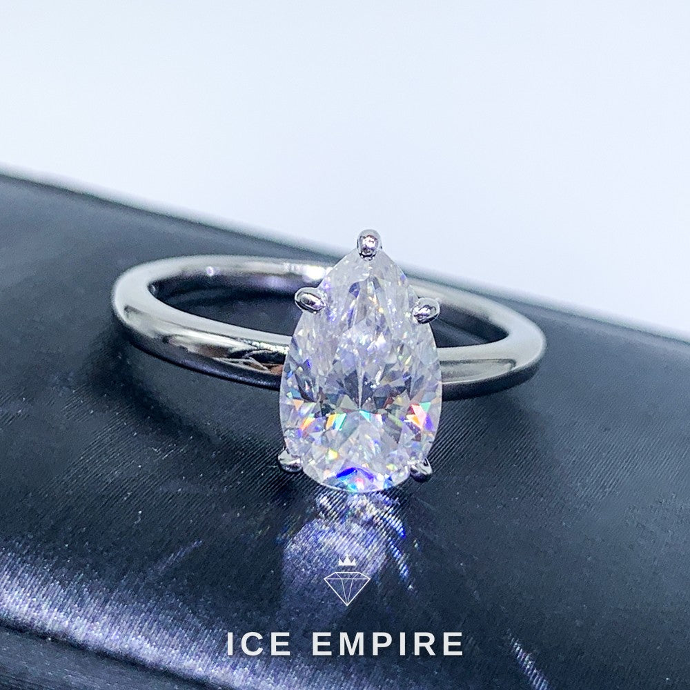 Iced Out 925 Silver Moissanite Engagement Ring